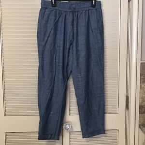 J Crew Linen Look Blue Pull On Pants Size 8
